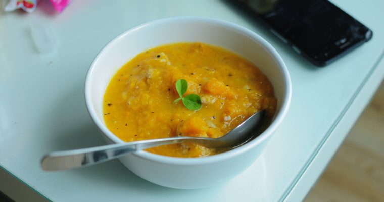 Soupe aux lentilles corail et boulettes de dinde